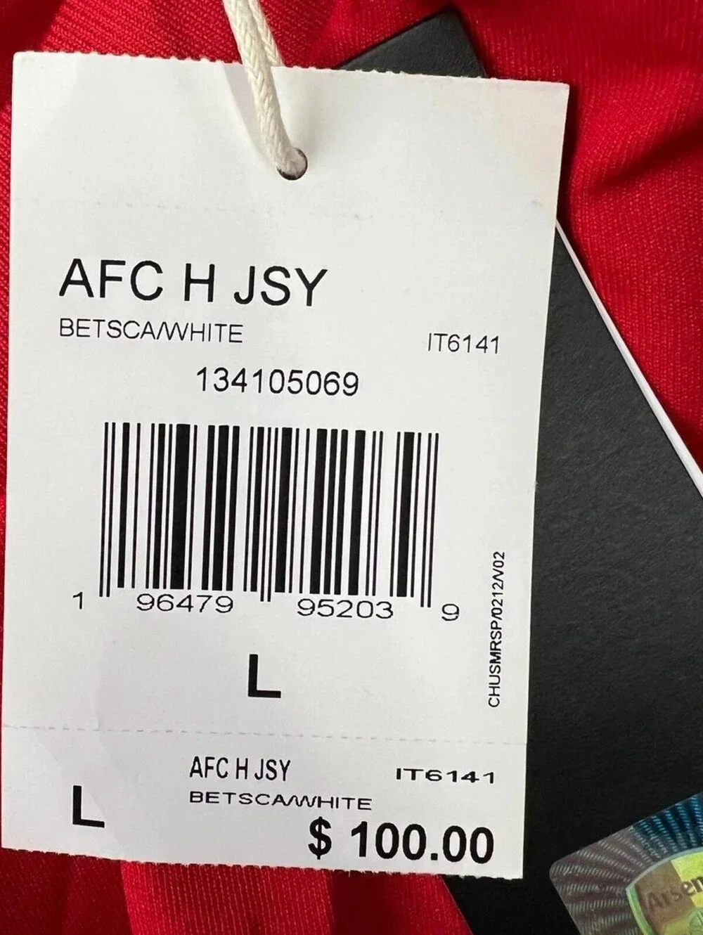 ADIDAS Arsenal 24/25 Home Jersey Men's Size L Betsca/White IT6141 NWT $100